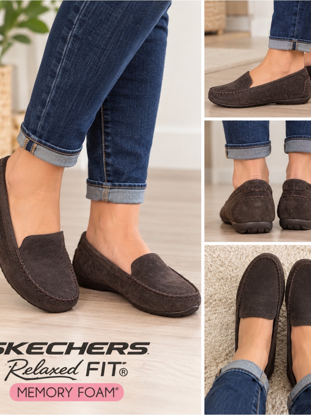 Skechers Relaxed Fit Women’s Black Suede Loafers Air-Cooled Memory Foam Size 11 - Picture 3 of 6